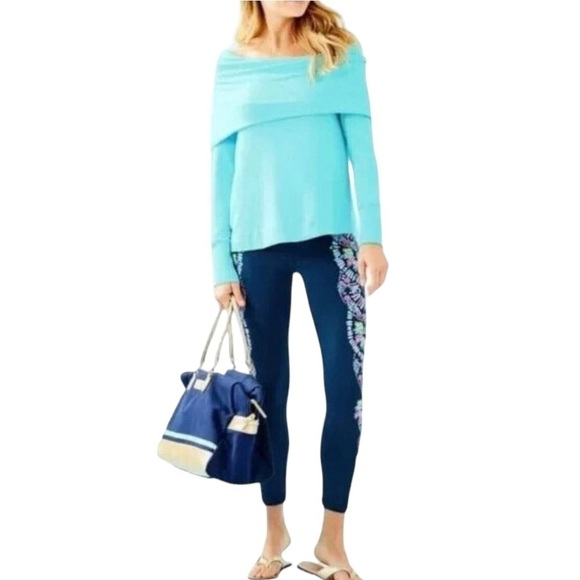 Lilly Pulitzer Belinda Blue Off The Shoulder Modal Blend Top Women’s XS - Picture 2 of 15